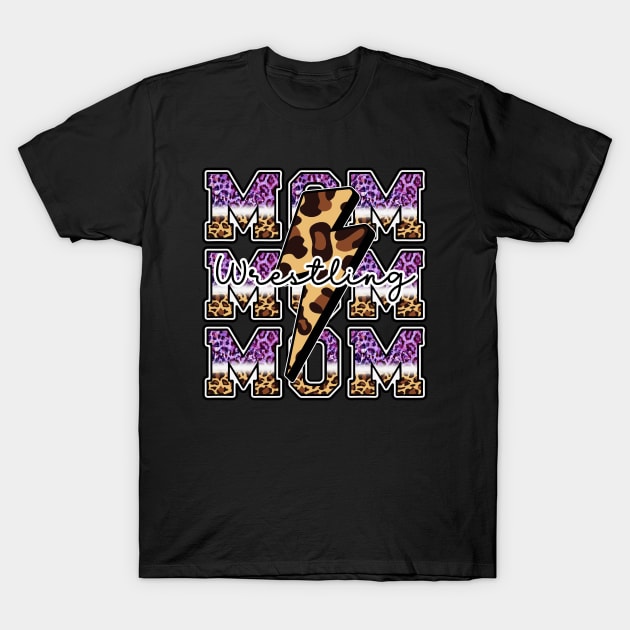 Wrestling mom purple leopard T-Shirt by PixieMomma Co